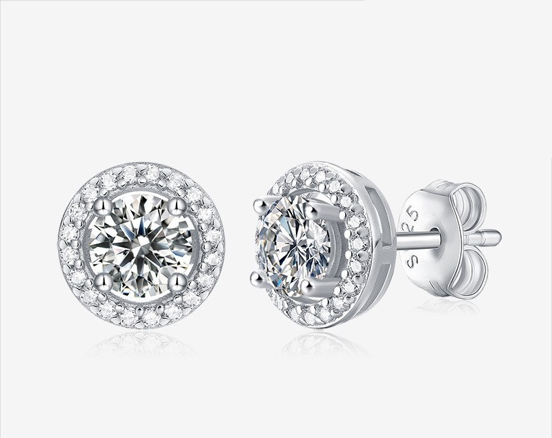 Bezel-Set Studs Earrings — 925 sterling silver, image 1 of 4
