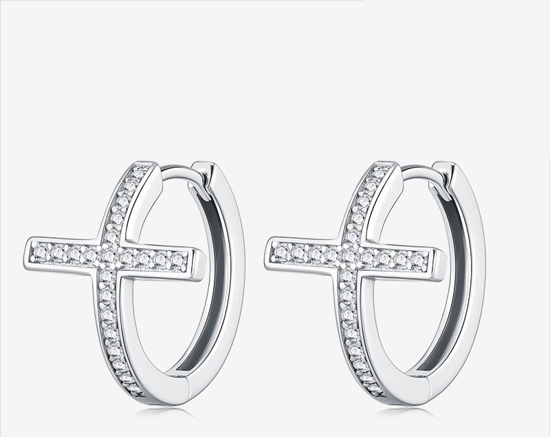 Cross Hoops Earrings — 925 sterling silver, image 1 of 2