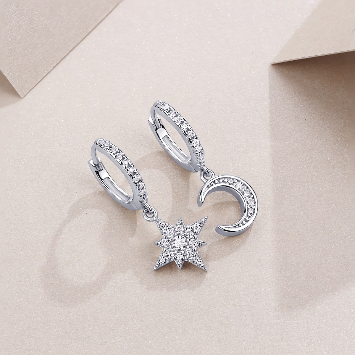 Star and Moon Earrings — 925 sterling silver, image 1 of 5