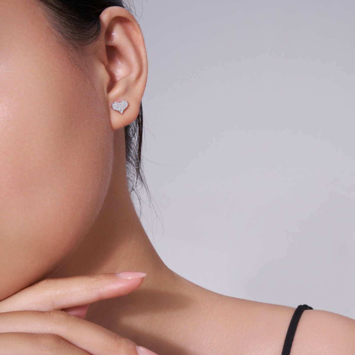 Pave Heart Stud Earrings — 925 sterling silver, image 1 of 5