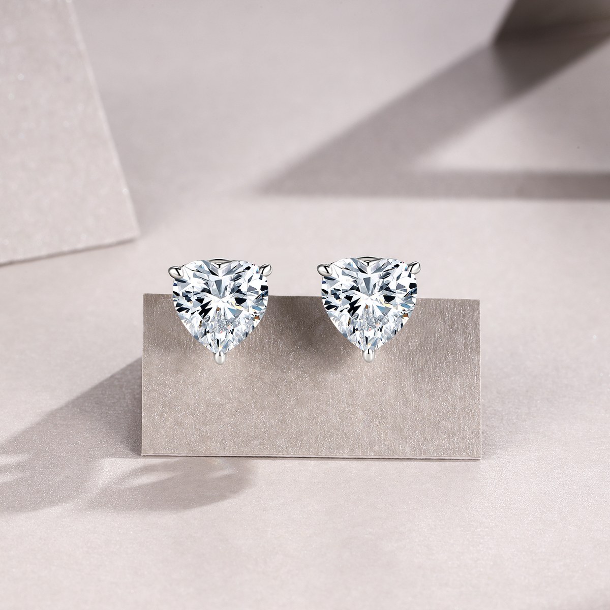 Heart-Cut Moissanite Stud Earrings — 925 sterling silver, image 1 of 5