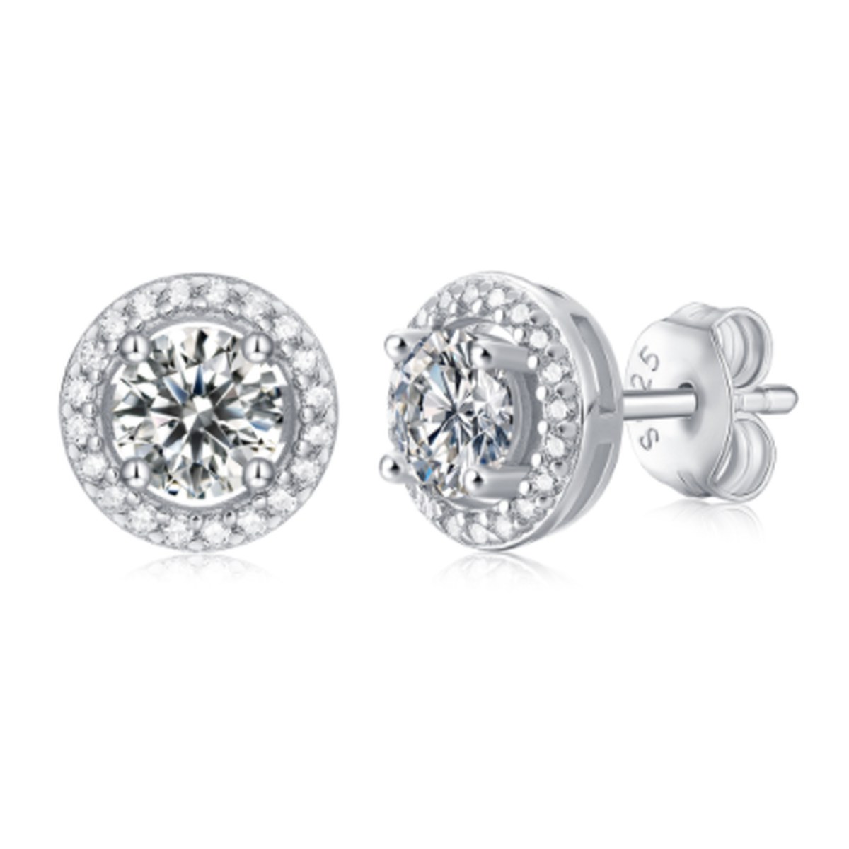 White Jade Plate Studs 1 Ct — 925 sterling silver, image 1 of 1