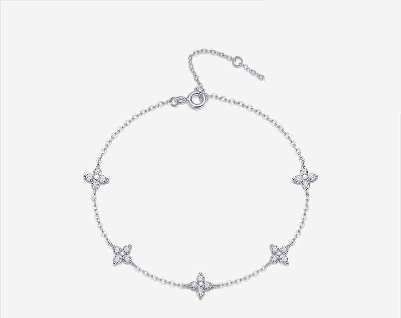Five-Flower Extender Bracelet — 925 sterling silver, image 1 of 2