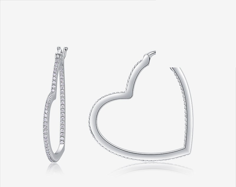 Heart Hoops Earrings — 925 sterling silver, image 1 of 2