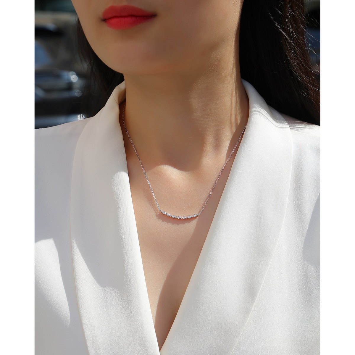White Moon Star Necklace — 925 sterling silver, image 1 of 4
