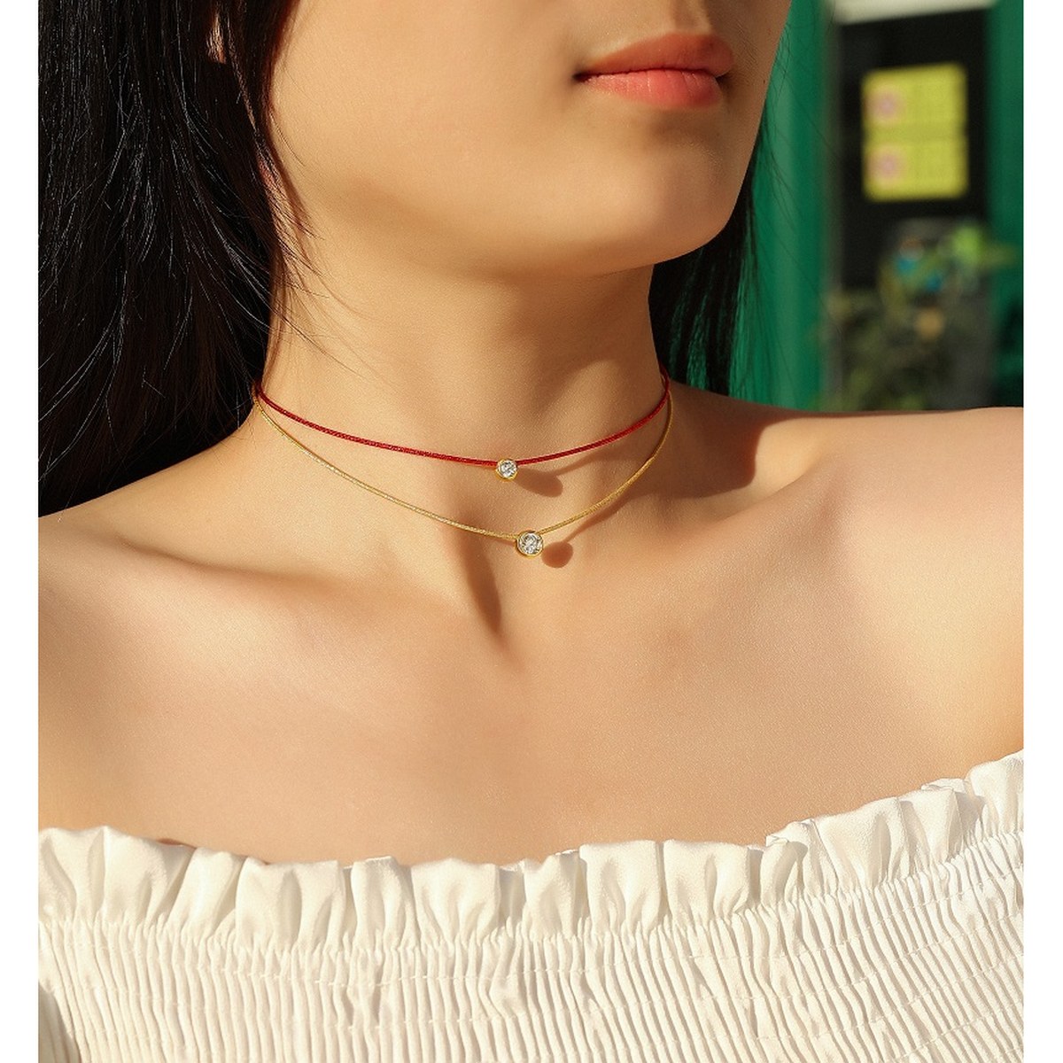 Red Thread Necklace — 925 sterling silver, image 1 of 3
