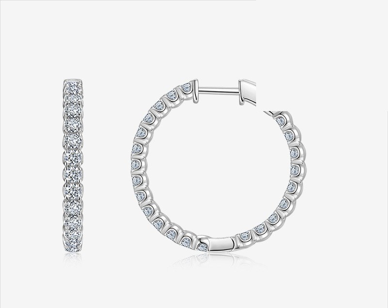 Open Circle Hoops Earrings — 925 sterling silver, image 1 of 2