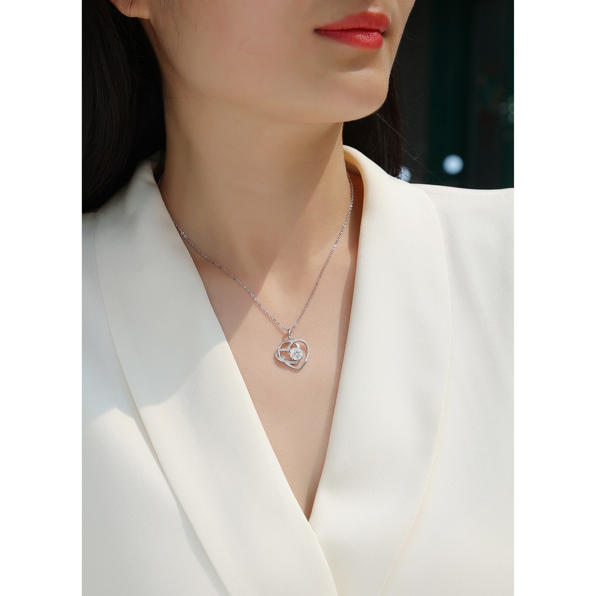 Interlocked Hearts Necklace — 925 sterling silver, image 1 of 5