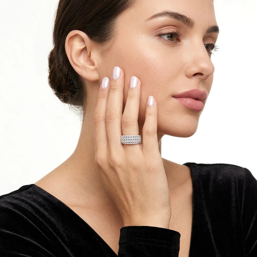 Pavé Closed Band Ring — 925 sterling silver, image 1 of 2